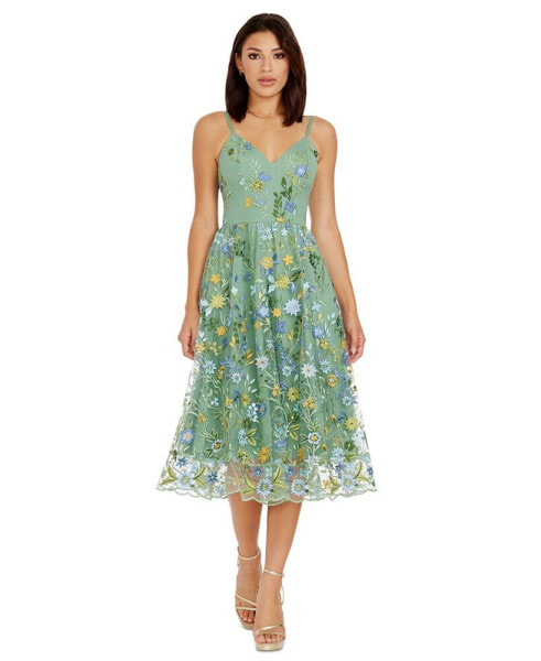 Women's Maren Embroidered Fit & Flare Midi Dress