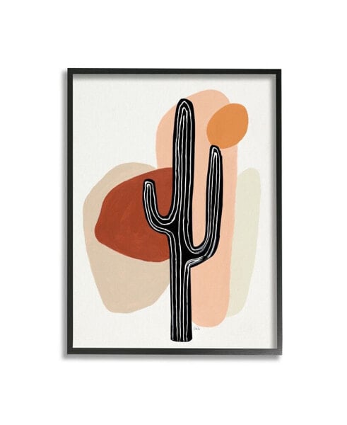 Western Terracotta Abstract Desert Cactus Plant Art, 11" x 14"