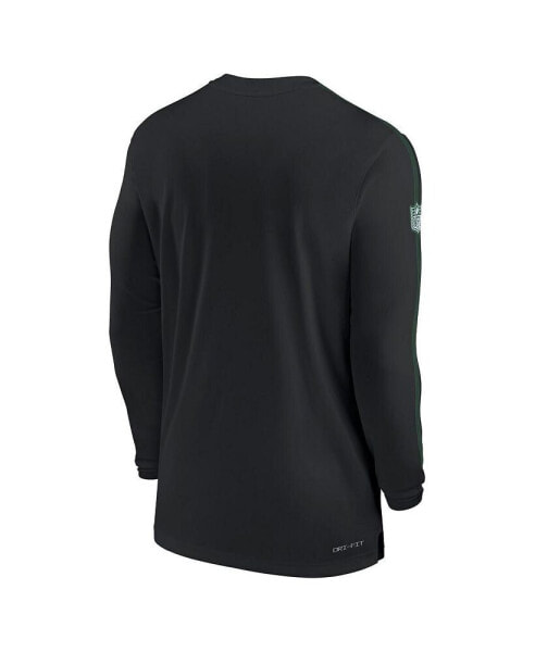 Men's Black New York Jets Sideline Coach UV Performance Long Sleeve T-Shirt