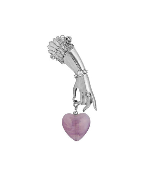 Agate Heart Charm Ladies Hand Pin