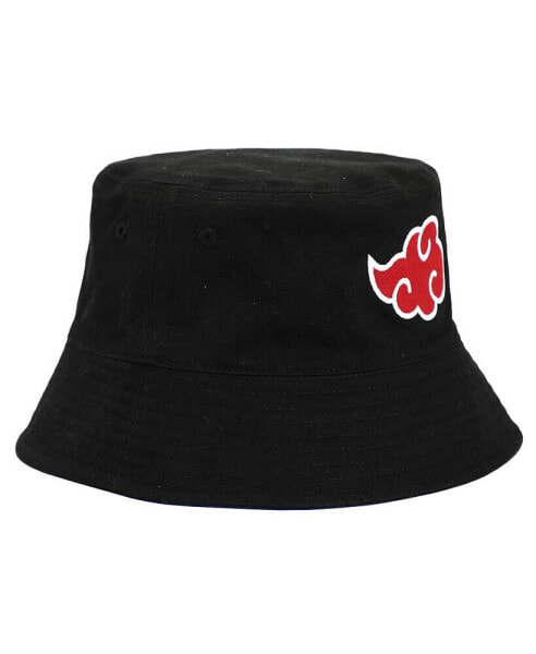 Men's Anime Reversible Akatsuki & Hidden Leaf Village Symbol Unisex Black Bucket Hat