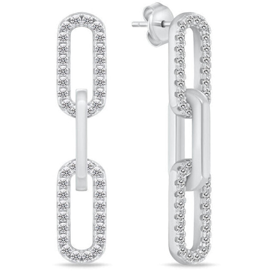 Fashion silver earrings with zircons EA1035W