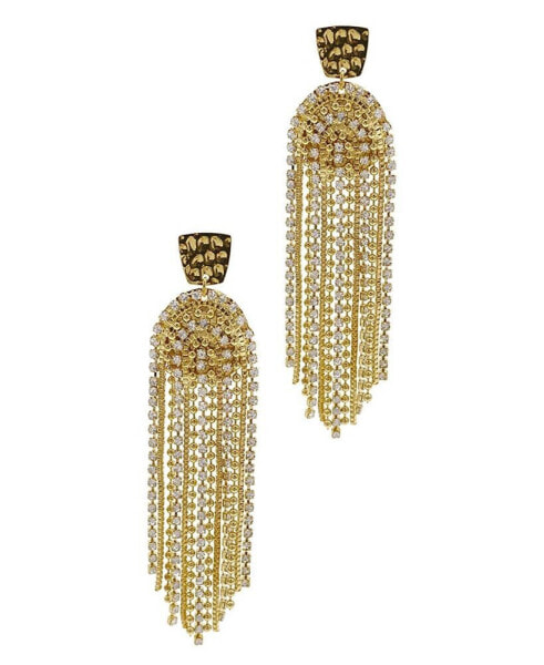14K Gold-Tone Plated Deco-Inspired Crystal Cascade Earrings