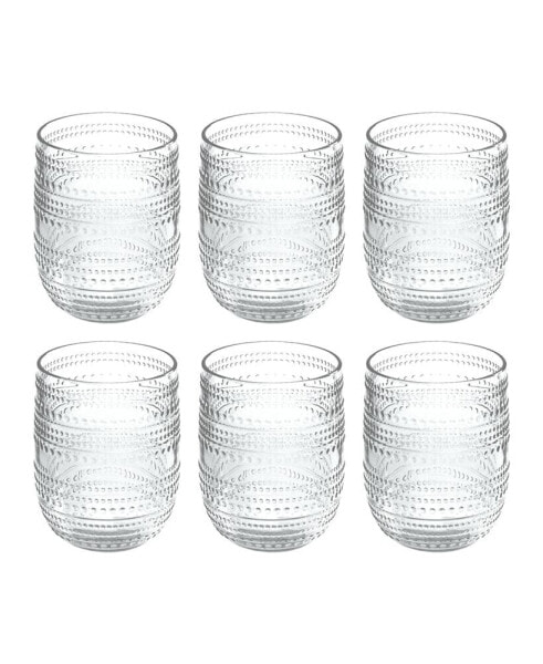 Beaded Stemless Cobalt Glasses, Set of 6