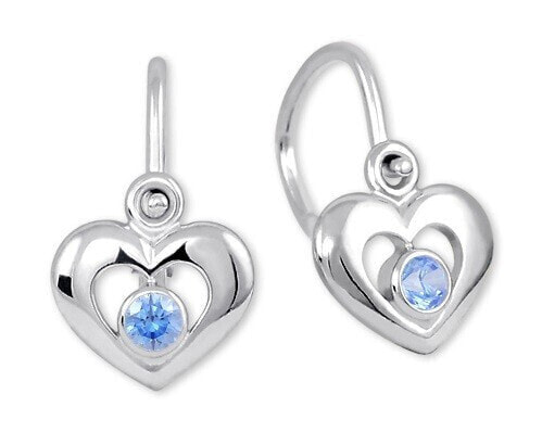 Children´s earrings Hearts made of white gold 236 001 00988 07 - blue