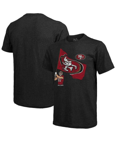 Men's Fanatics Nick Bosa Black San Francisco 49ers Tri-Blend Player Graphic T-shirt
