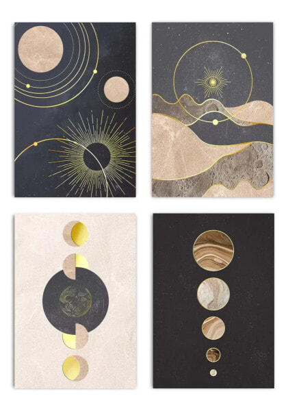 Planeten Gold Poster Set