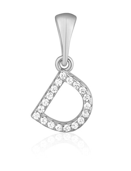 Silver pendant with zircons letter "D" SVLP0948XH2BI0D
