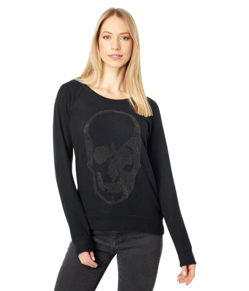 Chaser 291406 Sustainable Bliss Knit Long Sleeve Raglan Pullover True Black LG