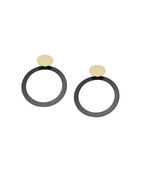 Women's Black Circular Drop Earrings