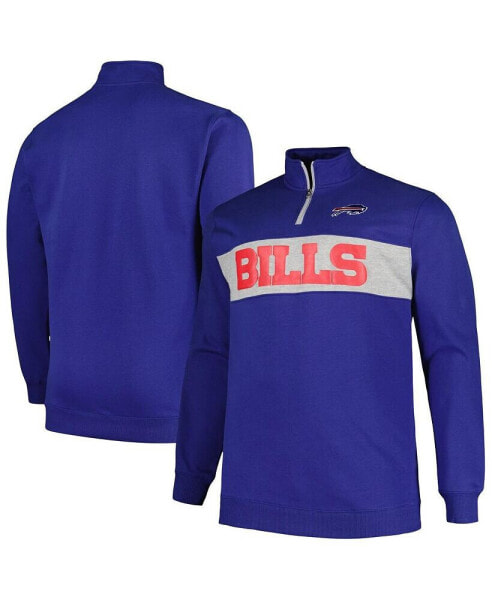 Men's Royal Buffalo Bills Big and Tall Fleece Quarter-Zip Jacket