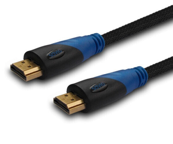 Кабель HDMI Savio CL-49 - 5 м - тип A (стандартный) - тип A (стандартный) - канал возврата аудиосигнала (ARC) - черный, синий