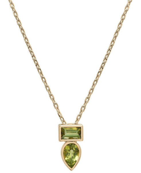 Peridot (3/8 ct. t.w.) & Green Tourmaline (1/3 ct. t.w.) Bezel 18" Pendant Necklace in Gold Vermeil (Also available in Morganite & Pink Topaz) Created for Macy's