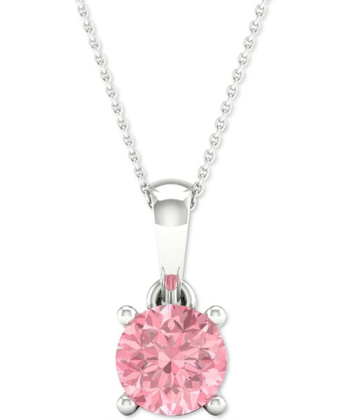 Lab-Created Pink Diamond Solitaire 18" Pendant Necklace (1/3 ct. t.w.) in Sterling Silver