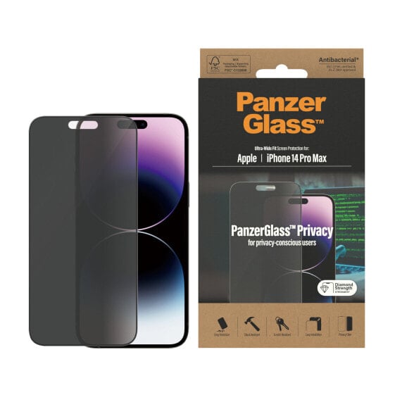 PanzerGlass ™ Privacy Screen Protector Apple iPhone 14 Pro Max | Ultra-Wide Fit - Apple - Apple - iPhone 14 Pro Max - Dry application - Scratch resistant - Shock resistant - Anti-bacterial - Transparent - 1 pc(s)