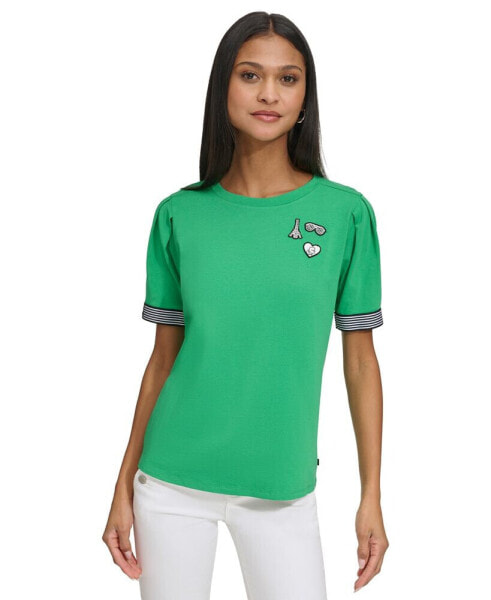 Women's Round-Neck Short-Sleeve Logo Top