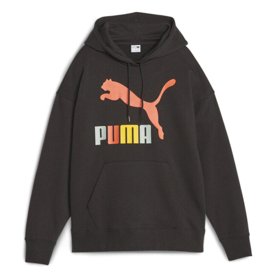 Puma Classics Multicolor Logo Pullover Hoodie Womens Black Casual Outerwear 6228