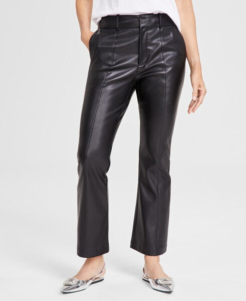 Women's Faux-Leather Kick-Flare Pants, Created for Macy's
