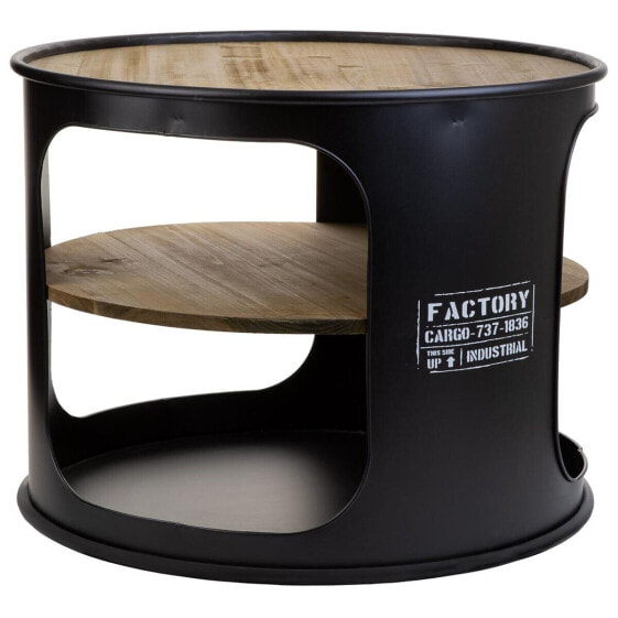 Side table Alexandra House Living Black metal and fir wood 60 x 60 x 47 cm