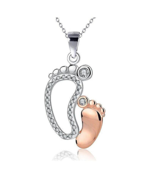 Hollywood Sensation baby Feet Necklace for Women with Cubic Zirconia