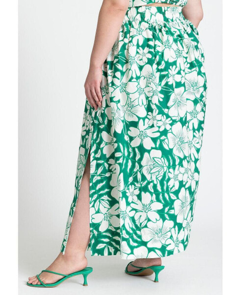 Plus Size Poplin Maxi Skirt With Side Slits