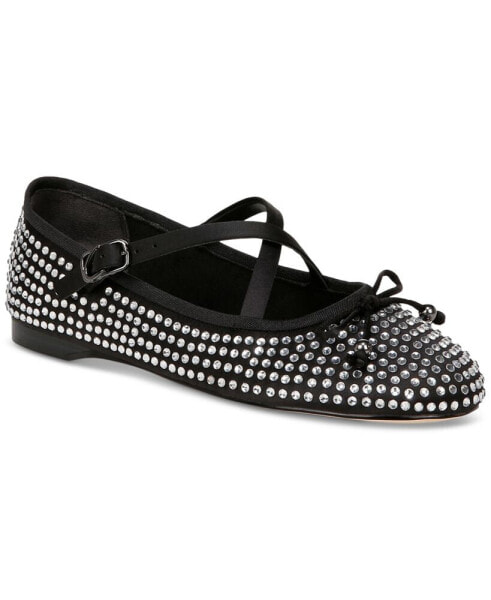 Women's Zuri Rhinestone Crisscross Buckled Ballet Flats