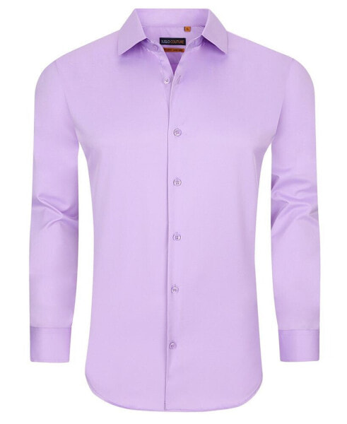 Men's Solid Slim Fit Wrinkle Free Stretch Long Sleeve Button Down Shirt