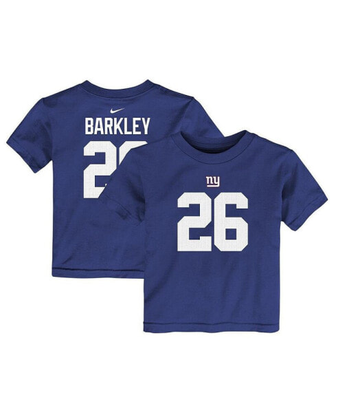 Toddler Boys and Girls Saquon Barkley Royal New York Giants Player Name and Number T-shirt