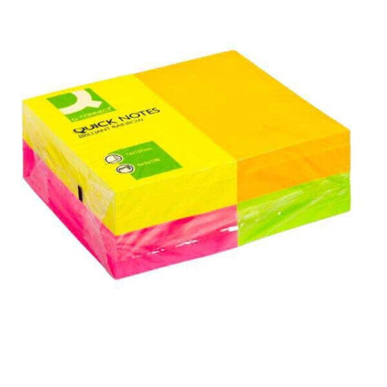 Q-CONNECT Removable sticky note pad 127x76 mm with 100 fluorescent sheets pack of 12 assorted in 4 colors