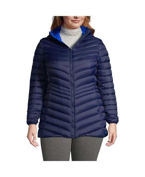 Plus Size Ultralight Packable Long Down Jacket