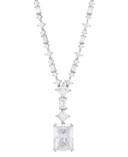 Cubic Zirconia Multi-Cut Fancy 18" Pendant Necklace in Sterling Silver