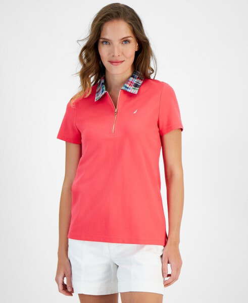 Блузка Polo с коротким рукавом и контрастным воротником Nautica Jeans для женщин
