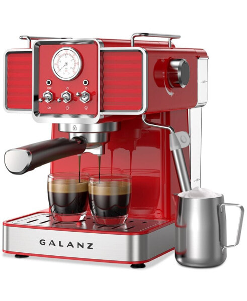 2-Cup Retro Espresso Machine with Milk Frother