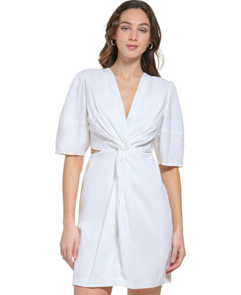 Women's Short-Sleeve Cutout Twist Dress