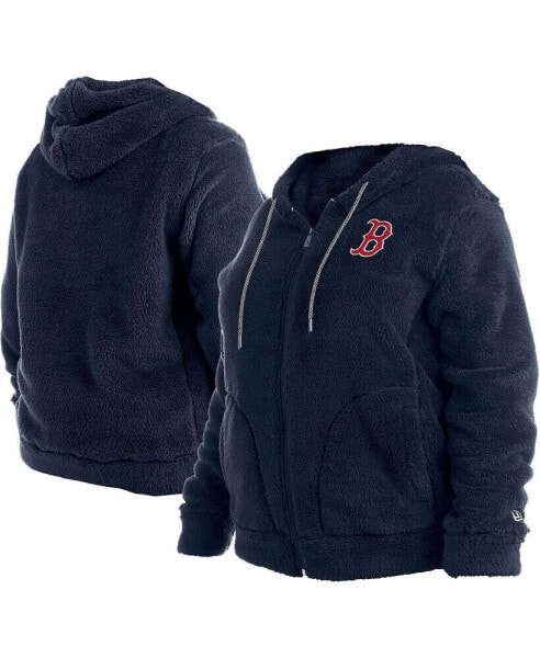 Women's Navy Boston Red Sox Plus Size Sherpa Full-Zip Jacket