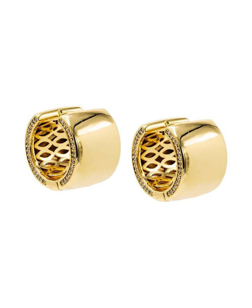 Accented Pave Wide Huggie Earring