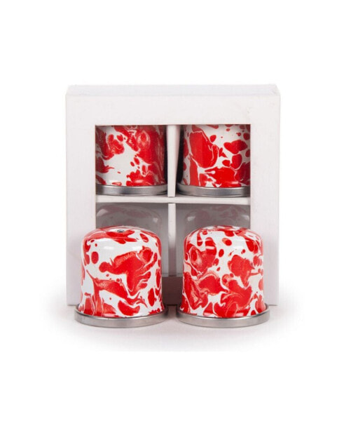 Red Swirl Enamelware Collection Salt and Pepper Shakers, Set of 2