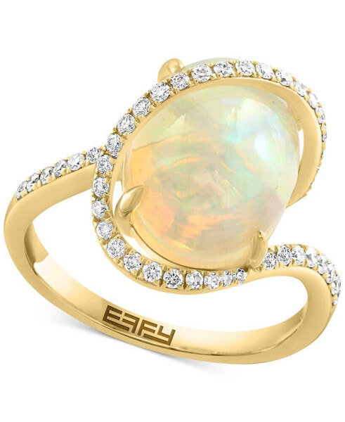 EFFY® Ethiopian Opal (3-5/8 ct. t.w.) & Diamond (1/4 ct. t.w.) Swirl Halo Ring in 14k Gold