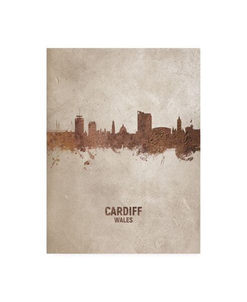 Michael Tompsett Cardiff Wales Rust Skyline Canvas Art - 15.5" x 21"