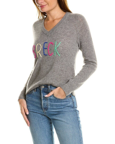 Hannah Rose Breck Embroidery V-Neck Cashmere Pullover Women's