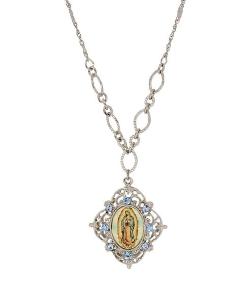 Enamel Crystal Lady of Guadalupe Necklace