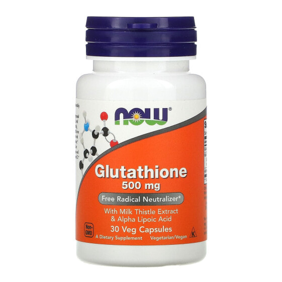 Антиоксидант NOW Глутатион, 500 мг, 30 вегетарианских капсул