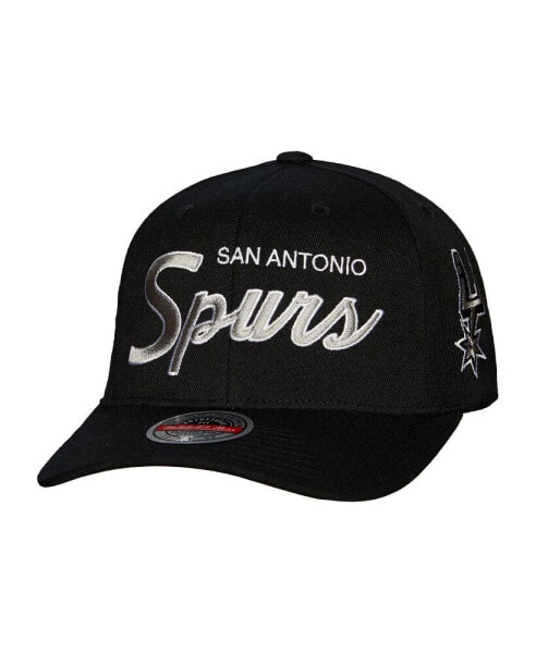 Бейсболка с пряжкой Mitchell&Ness San Antonio Spurs черная MVP Team Script 2.0