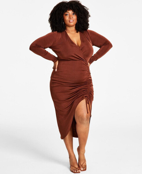 Trendy Plus Size Ruched Slinky Dress