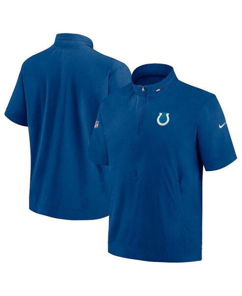 Куртка с коротким рукавом с капюшоном Nike для мужчин Indianapolis Colts Coach Quarter-Zip Royal