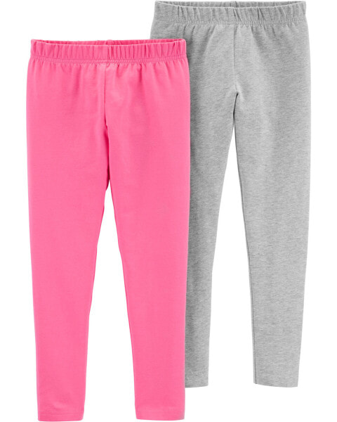 Kid 2-Pack Pink & Gray Leggings 7