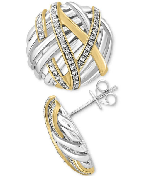 EFFY® Diamond Intertwining Stud Earrings (1/3 ct. t.w.) in Sterling Silver & 14k Gold-Plate