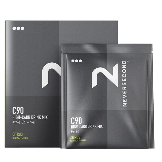 Энергетический гель для спорта NEVERSECOND C90 High-Carb 94 г смесь цитрусовых 8 штук