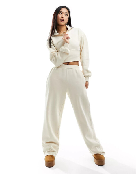 Miss Selfridge wide leg jogger co-ord in cream