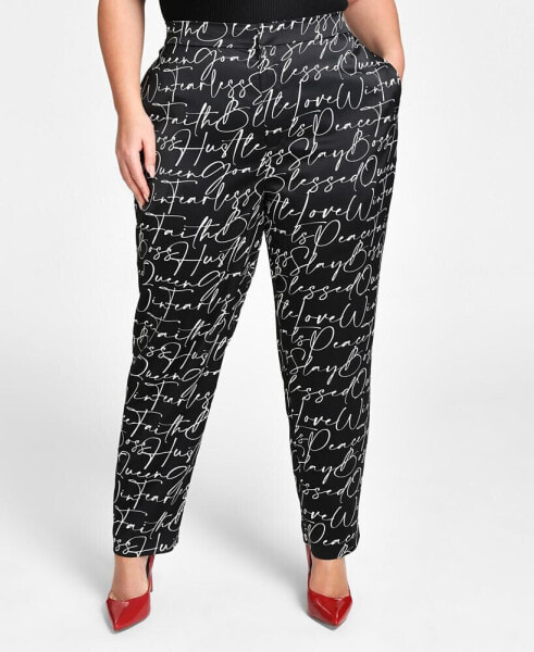 Trendy Plus Size Printed Fitted Pants